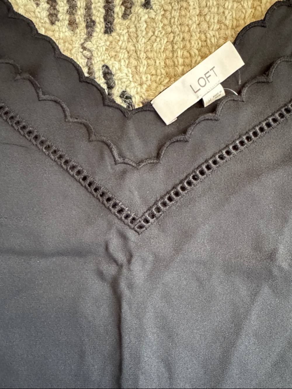 LOFT Black Scalloped Lace-Trim Cami - Picture 3 of 5